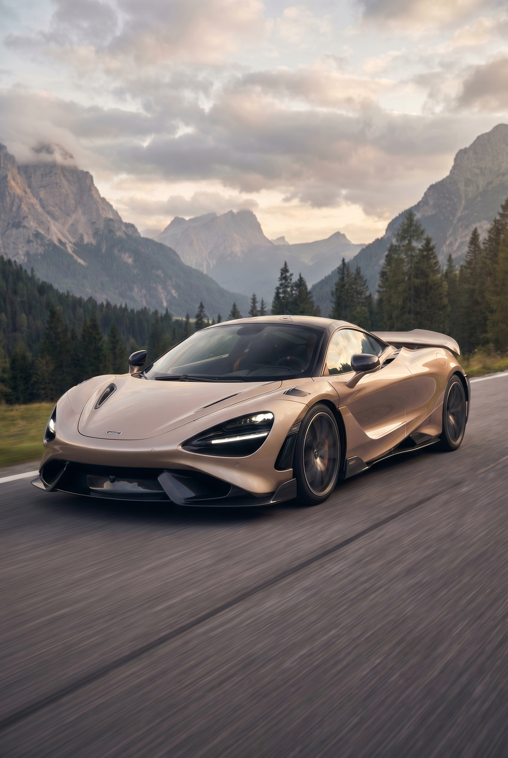 Luxury performance car in the Swiss Alps